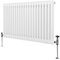 Radiatore Termosifone a 2 Colonne 600mm x 1012mm Moderno Centralizzato Bianco in Acciaio Inox Orizzontale a Parete Cucina Soggiorno Bagno Kit di Fissaggio e Spazzola Inclusi