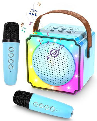 Juguetes de Karaoke para niños con 2 micrófonos, máquina de Karaoke portátil con luz LED y Efectos de Cambio de Voz, Regalos para niños de 3 a 10 años, Regalos navideños