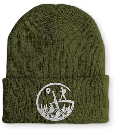 tshirtladen Geocacher Schatzsuche Wintermütze lustige Beanie mit Stick OneSize, Farbe: Olive