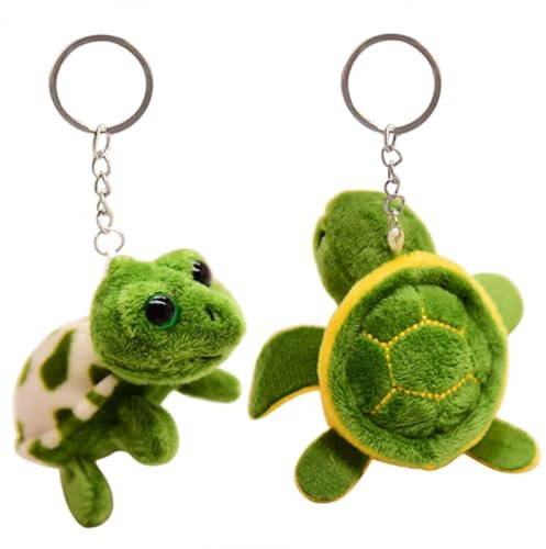Porte-Clés Tortue 2 Pièces, Jouet en Peluche Tortue, Porte-Clés Tortue en Peluche, Pendentif Animal Mignon, Pendentif Poupée De Poche, Pendentif Mini Tortue