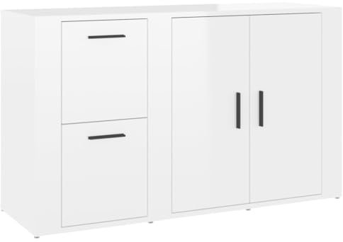 Annlera Beistellschrank Lagerschrank Sideboard aus Holz Telefontisch Praktischer Konsolentisch Moderne Schrank Möbelstück für Wohnzimmer Schubladenschrank Hochglanz-Weiß 100x33x59,5 cm