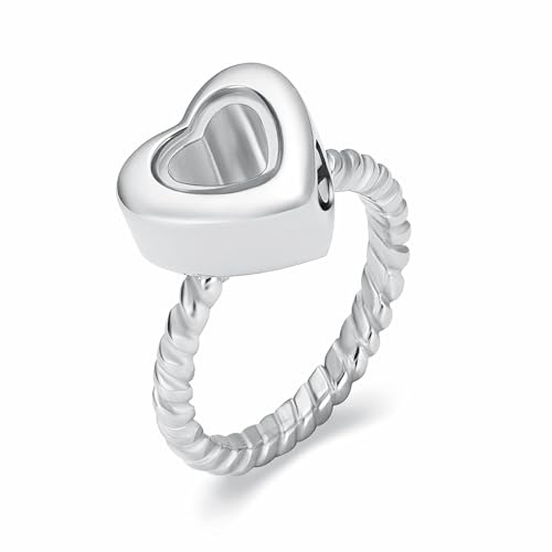 memorial jewelry Transparenter Glasring in Herzform, hält geliebte Asche, Urnenring für Damen