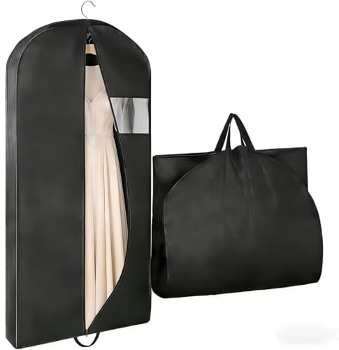 VIDSTW Kleidersack Anzugtasche Faltbar (Schwarz,60x 127cm/1 Stück) | Mit Reißverschluss Lang Reisetasche Mottensicher Kleiderhüllen für Anzüge Hemden Jacken