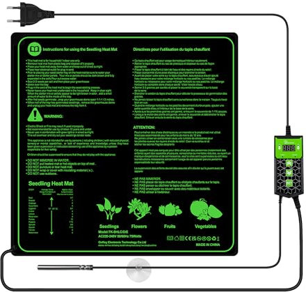 Hyindoor Heizmatte mit Thermostat wasserdichte Sämling Wärmematte Heizmatte Pflanzen Heizkissen für Sämling Germination Innengarten Gewächshaus, 50 x 50cm