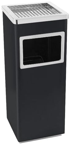 CICICOLA Poubelle sur pied en acier inoxydable de qualité supérieure pour restaurant, jardin, pub, club, extérieur et intérieur, Bacs à ordures de cuisine-Noir (1 PC) 24 * 24 * 60cm-35L
