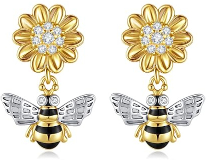 Bienenohrringe Aus Sterlingsilber Hummel Sonnenblume Baumelnde Ohrringe Tierschmuck Geschenke Für Frauen