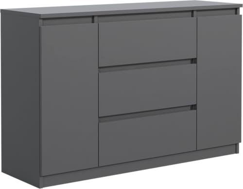 meble masztalerz Commode 120 cm, 2 Portes 3 Tiroirs Anthracite | Commode Chambre 120,4x78,2x39 cm, Meuble de Rangement Salon Classique, Spacieuse et Design