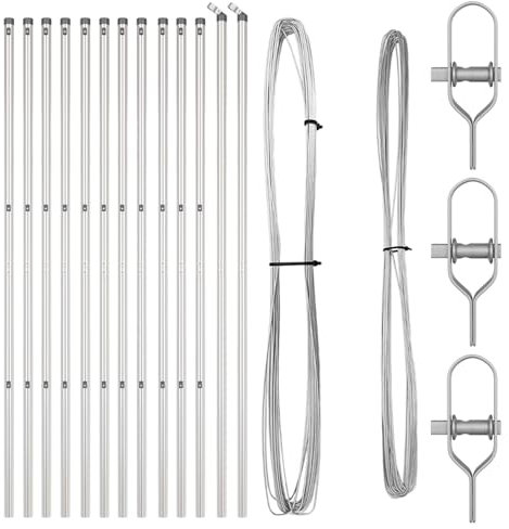vidaXL Zaunpfosten 13 Stück Ø32mm 210cm, verzinkter Stahl, robuste und wetterfeste Zaunaccessoires, Garten- und Terrassenpfosten, höhenverstellbar, glatt