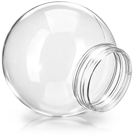 Acryl Kugel Lampenschirm Transparent 15x14x14cm für Außenleuchten | Glaskugel Lampe Ersatz, Threaded Design, 7,5cm Öffnung, für Garten und Terrasse