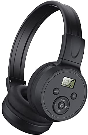 Orolotay Portable Wireless FM Radio Headphones, Rechargeable FM Radio Headset Receiver for Meeting, Daily Works, Hiking, Jogging