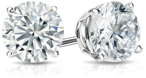 Belacqua 1/4 Carat Round Lab Grown Diamond Stud Earrings in 14K White Gold