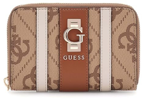 GUESS Porte-Monnaie Erenia Zip Around Wallet Latte Logo Brun
