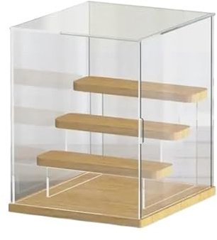 Boîte de rangement en bois acrylique, présentoir anti-poussière, armoire multicouche avec porte, organisateur de bureau, vitrine simple for poupées(D.L:220mm W:230mm H:270mm)