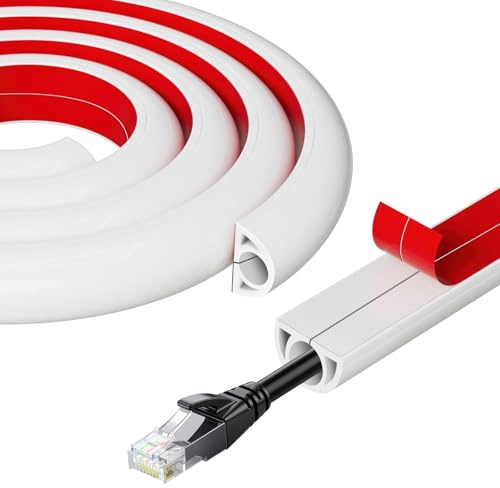 Woobroo 3m Cable Trunking, Cable Tidy Hider for 1 Cords, Self-Adhesive Extension Cord Protector for Walls Floors And Ceilings