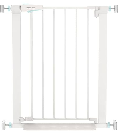 YEAUPE PRO Barrera de Seguridad Niños Escalera, 68-73CM, Blanco | Valla de Seguridad Infantil, Puerta de Seguridad para Bebé y Perros, Apertura Una Mano, Doble Bloqueo, Uso en Interiores