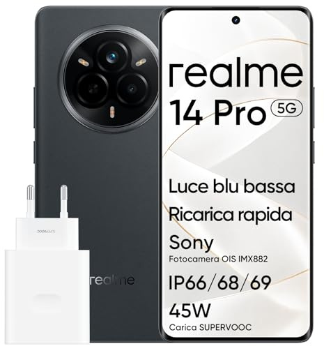 realme Teléfono Móvil 14 Pro 5G 12GB+512GB, Chip Dimensity 7300, Pantalla Curvada 6,77 Pulgadas 120Hz, 5260 mAh, IP69, Cámara Sony IMX882 OIS de 50MP, Incluye Adaptador, Color Gris