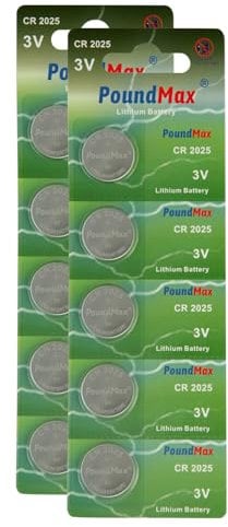 10 x 2025 PoundMax Button cells Lithium CR2025 Batteries Watch NEW