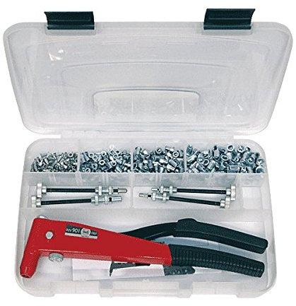 Rivit RIV901Cx Rivettatrice Manuale per Inserti da M3 a M6, in Cassetta di Plastica, con Inserti, in Acciaio Inox