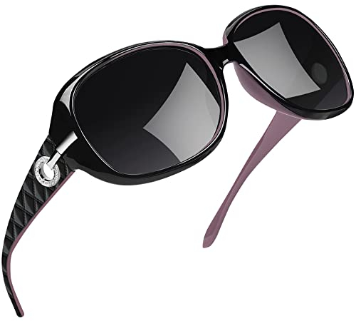 Joopin Occhiali da Sole da Donna Polarizzati Grandi Protezione UV400 Retrò Vintage Oversize Rettangolari Occhiali donna da Sole (Montatura Viola/Lente Nera)