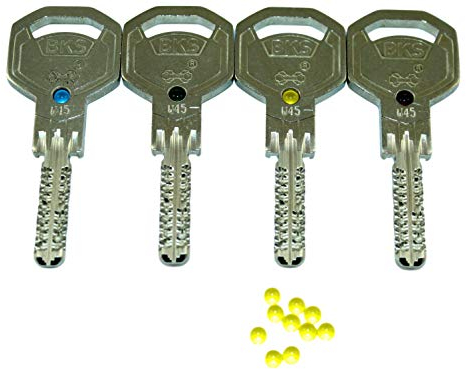 SN-TEC Austausch Glas Kugel Gelb für BKS Janus Schlüssel der Serie 45 und 46 (10 Stück)