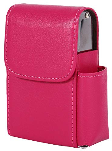 PU Etui En Cuir Boîte à Cigarettes à Briquet Cigarettes Titulaire Wallet Design Pour Hommes Et Femmes Unisexe Housse Avec Emplacement Pour Briquet 2 Couleurs (Rose Rouge)