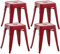 CLP 4er Set Sitzhocker Armin Aus Metall I Stapelbarer Hocker I Sitzhöhe Von 46 cm I Pflegeleichter Arbeitshocker, Farbe:rot