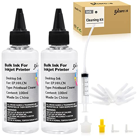 EXCERCUS Printhead Cleaning Kit Compatible for Brother Epson HP Canon Nozzle Inkjet EcoTank Officejet Deskjet Pixma Printers-Liquid Printers Head Cleaning Suit Solution 100ml, 10ml Premium Syringe