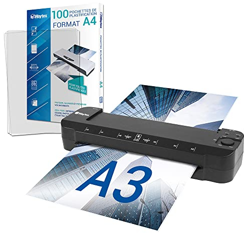 Laminiergerät A3 A4 A5 A6 A7 Pro Ultra schnell heiß und kalt bis 2 x 150 Mikron Temperatur verstellbar für professionelle intensive Nutzung Pack mit 100 Hüllen A4