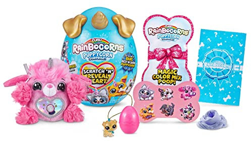 Zuru 9237 Rainbocorns-Sparkle Heart Puppycorn Surprise, Ei gefüllt mit einem Plüschtier und viel Zubehör, zufällige Auswahl (Sortiert), Mehrfarbig