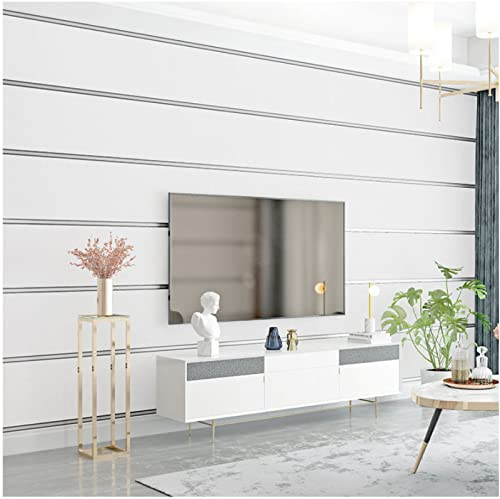 Cremeweiß Vliestapete 9,5 m x 0,53 m Vertikale Streifen Tapete Modernes Design Breite Streifen Tapete für Flur Wohnzimmer Schlafzimmer Büro