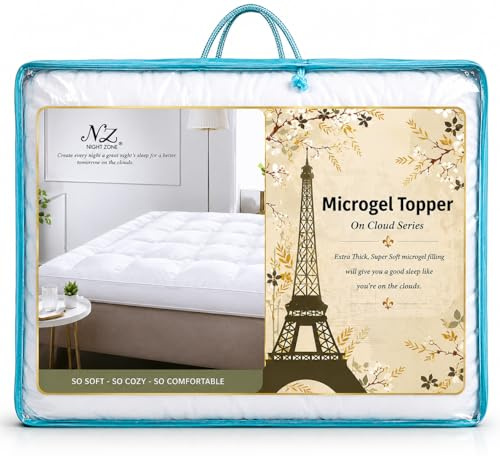 Night Zone Mattress Topper Microgel Filling with Microfiber Fabric 4 Inch /10cm Deep Extra Soft Topper (Microgel Topper, Double)