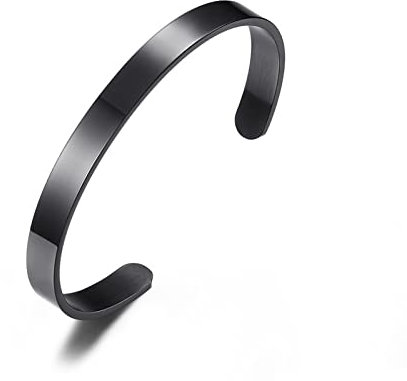 BCughia Armreif Edelstahl, Armband Herren Edelstahl Schwarz Edelstahl 6 mm Anpassbar Offen Weihnachten Schmuck Geschenk für Herren und Damen 6mm