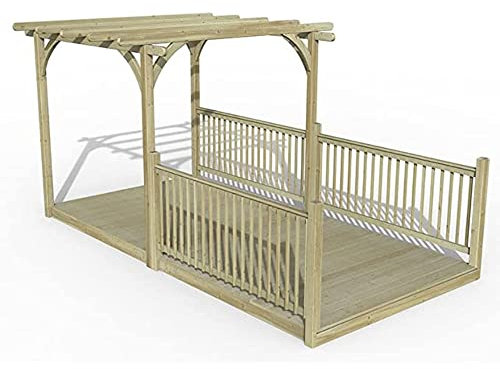Forest Garden Ultima Pergola and Decking kit 4.8m with 3 x Balustrade 4 x Posts