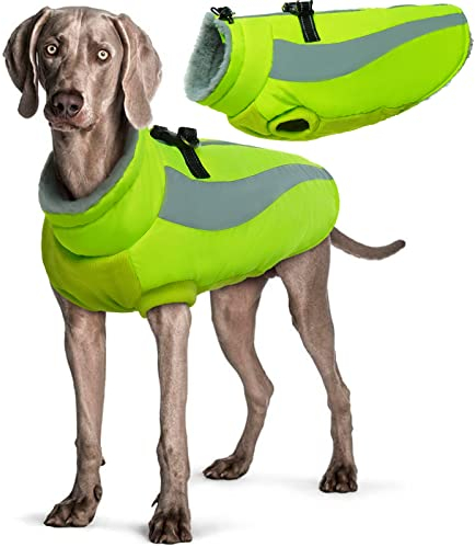 Hjyokuso Hundemantel Wasserdicht, Hunde Wintermantel, Hundejacke für Kleine Mittel Große Hunde, Winddichte Hundekleidung Winterjacke mit Reflektierender Streifen und Reißverschluss - XL