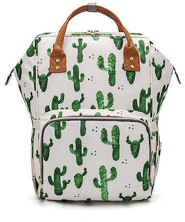 Atsabdas Windeltasche mit Kuh-Druck-Rucksack mit Kinderwagen für Damen, wasserdichte Reise-Windeltasche für Babypflege, cactus