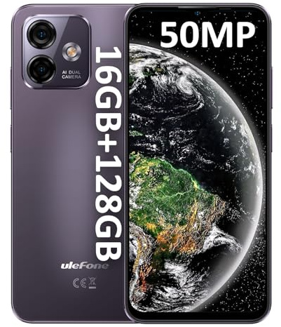 Ulefone Note 16 Pro Telephone Portable, 16Go + 128Go/TF-256Go Octa-Core Smartphone Pad Cher, Android 13, 50MP Caméra, 4400mAh, 6,52 HD+, 4G Dual SIM Téléphone, Face ID/Fingerprint/GPS/OTG/5G-WiFi