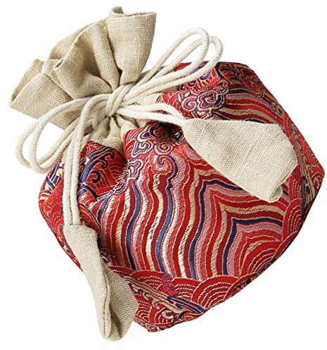 MAGICLULU Travel Teacup Storage Bag Wear-Resistant Tea Set Carrier for Home and Outdoors Practical Design Strong Drawstrings for Safe Organization of Teaware Red Large