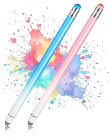 Giantree Lot de 2 stylets pour écrans tactiles, haute sensibilité, pointe en silicone, stylet universel durable en alliage pour téléphone portable, tablette, compatible avec tous les écrans (rose +