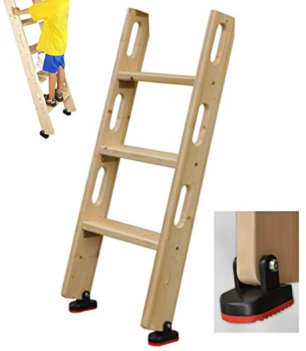 KAZUP Wooden Bunk Bed Ladder with Handle 100/125/150cm Long Replacement Bunk Ladder for Motorhome Motorhome with Non-Slip Base for Loft Dormitory Caravan (Size: 3 Steps 100cm/39Z