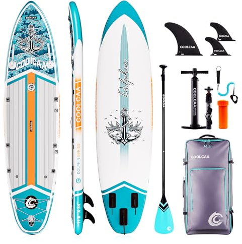 COOLCAA Stand Up Paddling Board mit Premium SUP Zubehör, Tragkraft bis 210kg, SUP Board für Erwachsene und Jugendliche Aller Niveaus