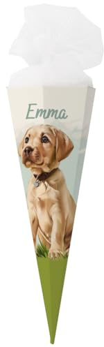 Striefchen® Tierische Zuckertüte für Schulkinder, personalisiert (Hund, 80 x 26 cm)