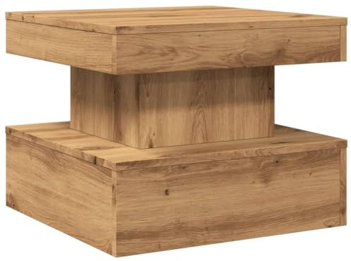 vidaXL Table Basse avec lumières LED chêne Artisanal 50x50x40 cm, Table d'appoint, Table de Salon, Table latérale, Bout de canapé, Table Centrale