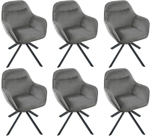 Goeurvant Esszimmerstühle drehbar 6er Set Armlehnenstuhl Polsterstuhl drehbarer Stühle Esszimmer aus Samt Küchenstuhl mit Metallbeine und Rückenlehne für Wohnzimmer Esszimmer