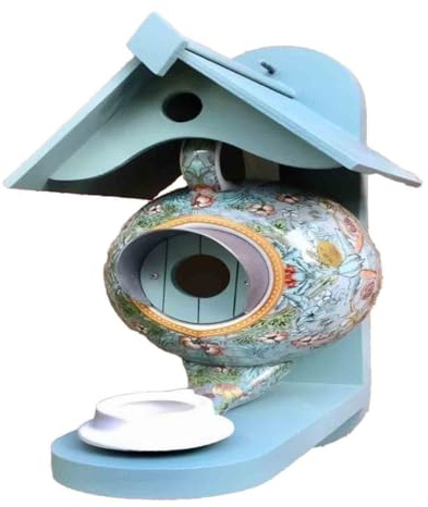 CYJAZNHH Wandhalterung Teekanne Vogelhaus und Futternapf Mehrfarbig(Blu)