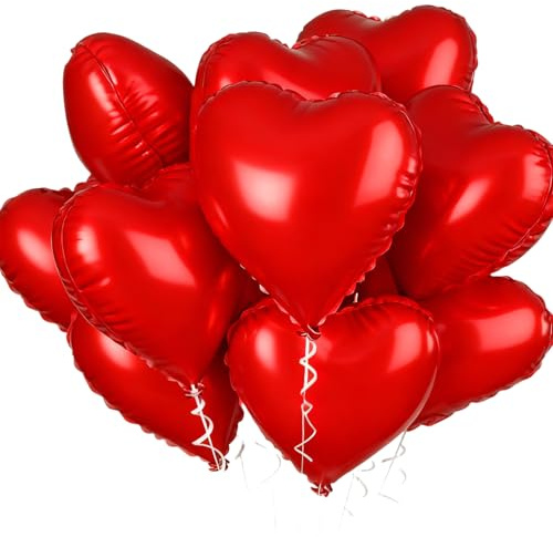 10 Stück Herzluftballons,Herz Luftballon,Luftballons Rot Folienballon Herzen,Herzluftballons Hochzeit,Rote Folienballons,FüR Geburtstagsfeier Hochzeit Verlobung Valentinstag Party(18 Zoll)