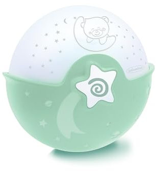 Infantino Beruhigendes Licht und Projektor – Ansteckbares Nachtlicht für Kinderbetten mit Grow-With-Me-Design, Sternennachtprojektor und Tischlicht mit integrierten Melodien und Tonsensoren, Salbei