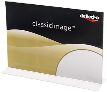 Deflecto Tischaufsteller Classic Image, gerade, A4, Querformat, 298 x 215 x 87 mm, glasklar, doppelseitige Präsentation, Menükartenhalter, Werbeaufsteller