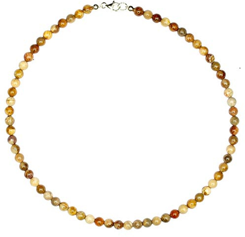 Versteinertes Holz Halskette Kugeln 6 mm Verschluss 925er Sterling-Silber