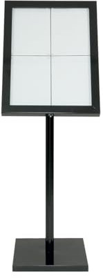 SECURIT - Porte-Menu Extérieur avec Eclairage LED Black Star - Avec Cadre A2 + Poteau + Base + Câble 5 m + Télécommande - En Acier - Pour Restaurant, Café, Bar - Noir