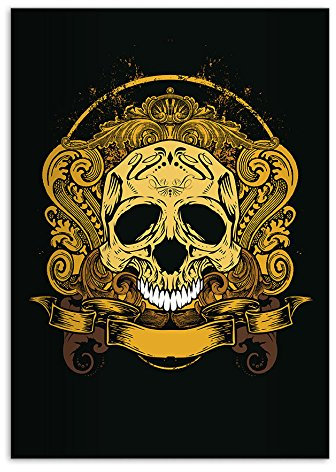 Kartenkaufrausch 1 cooles DIN A4 Schulheft, Schreibhefte mit Totenkopf, schwarz Lineatur 25 (liniertes Heft)